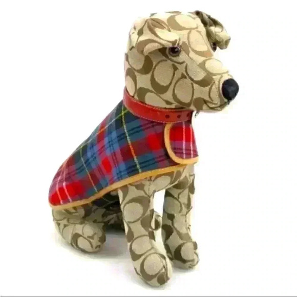 Coach Signature Rare Stuffed Dog Jack Russell with Leather Collar and Jacket - Picture 1 of 7